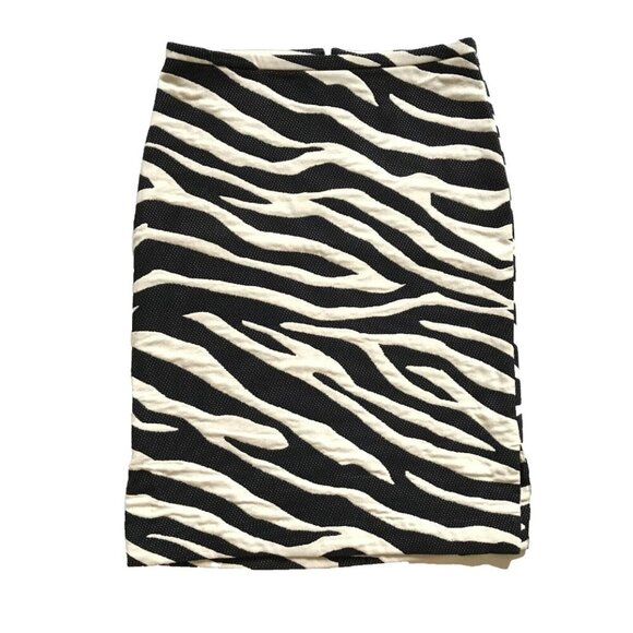 NWT Natori Leo Jacquard Pencil Skirt Womens 12 Cream Black Stripe Straight NEW - Picture 3 of 14